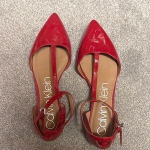 Calvin Klein Red Pointed Flats